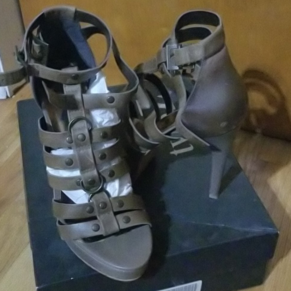 Leather platform heels